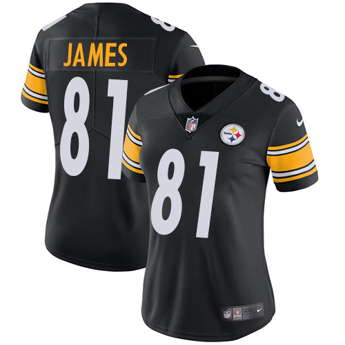 Nike Steelers #81 Jesse James Black Team Color Women's Stitched NFL Vapor Untouchable Limited Jersey